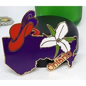 Rare The Red Hat Society U.S.A Floral Lapel Brooch Hat Multicolored Pin